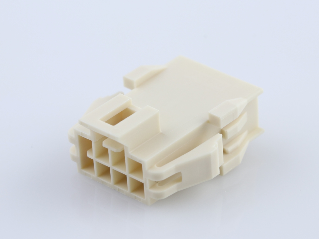 Nano-Fit Plug Housing, TPA Capable, 2.50mm Pitch, Dual Row, 8 Circuits, Natural, Panel Mount, Glow-Wire Capable