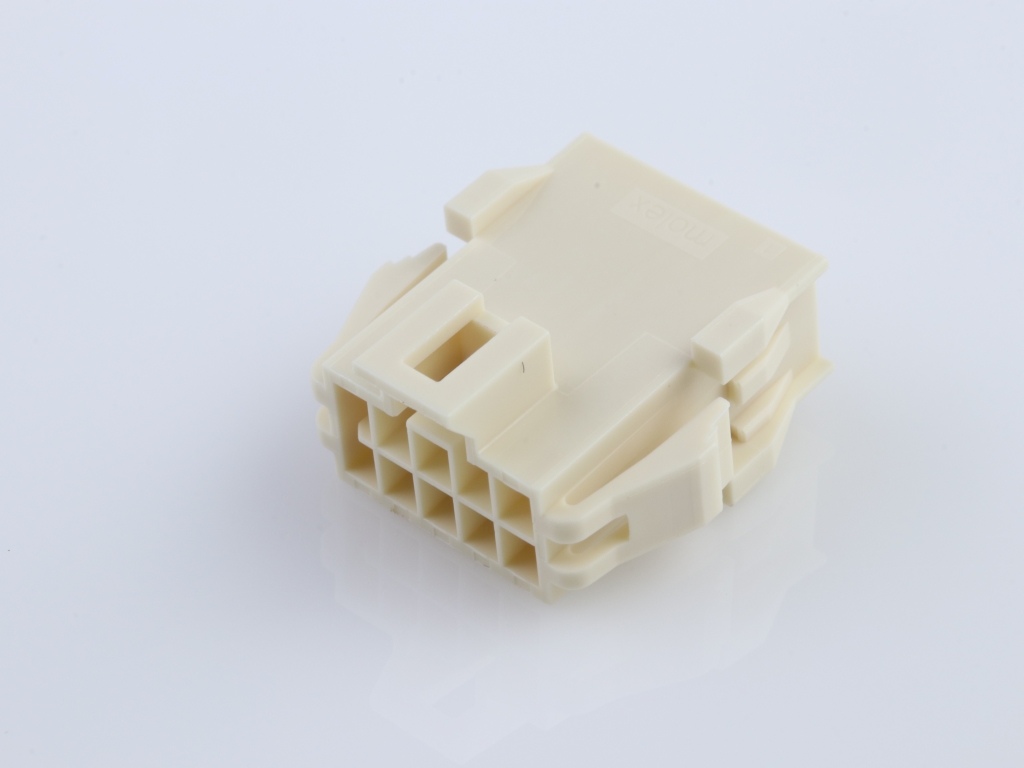 Nano-Fit Plug Housing, TPA Capable, 2.50mm Pitch, Dual Row, 10 Circuits, Natural, Panel Mount, Glow-Wire Capable