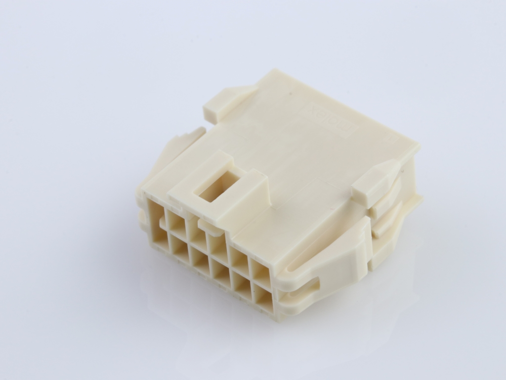 Nano-Fit Plug Housing, TPA Capable, 2.50mm Pitch, Dual Row, 12 Circuits, Natural, Panel Mount, Glow-Wire Capable