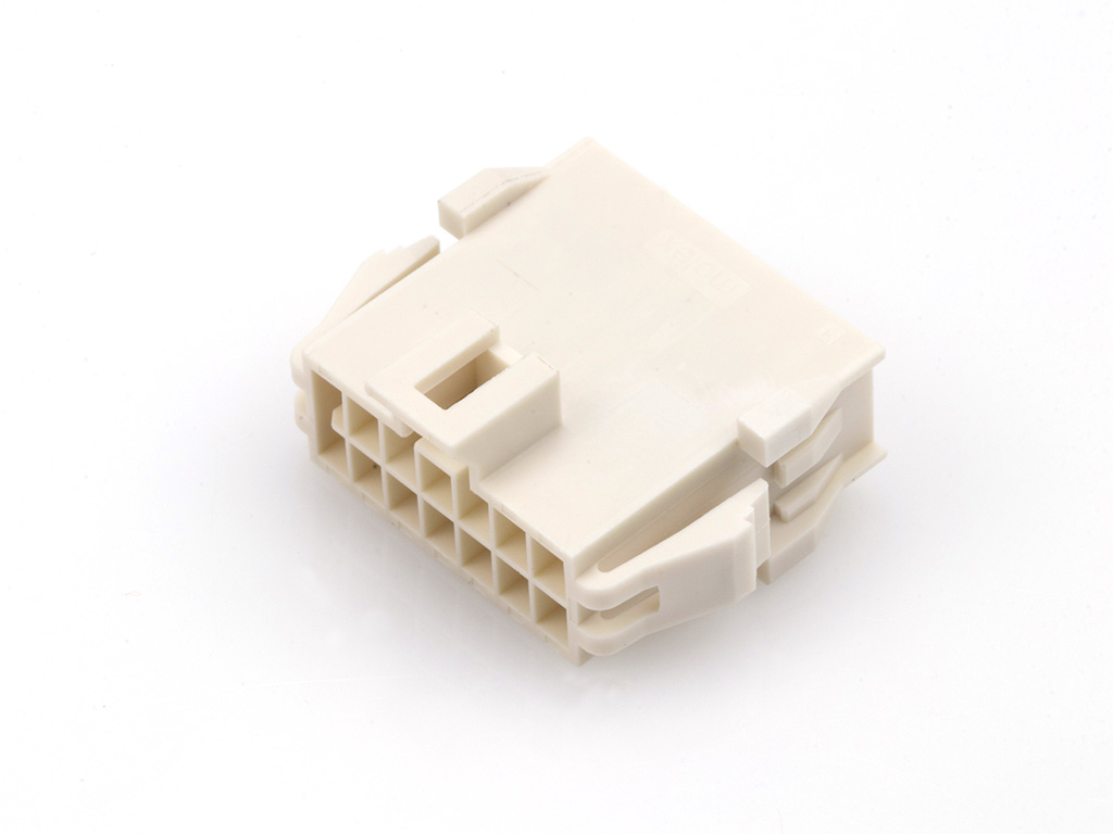 Nano-Fit Plug Housing, TPA Capable, 2.50mm Pitch, Dual Row, 14 Circuits, Natural, Panel Mount, Glow-Wire Capable