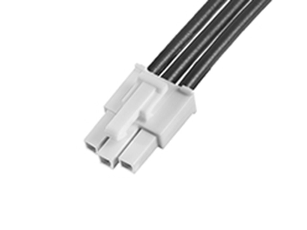 Mini-Fit Jr. Female-to-Mini-Fit Jr. Female Off-the-Shelf (OTS) Cable Assembly, Single Row, 300.00mm Length, Tin (Sn) Plating, 3 Circuits, Black