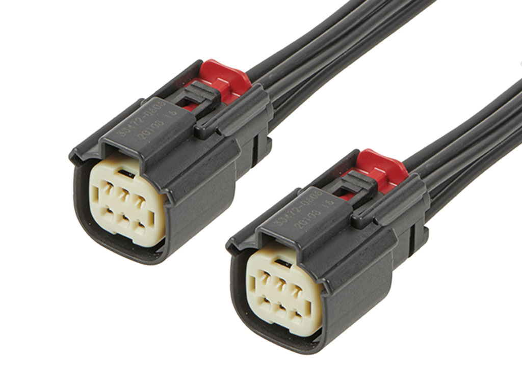 MX150 Female-to-MX150 Female Off-the-Shelf (OTS) Cable Assembly, Dual Row, 600.00mm Length, Tin (Sn) Plating, 6 Circuits, Black