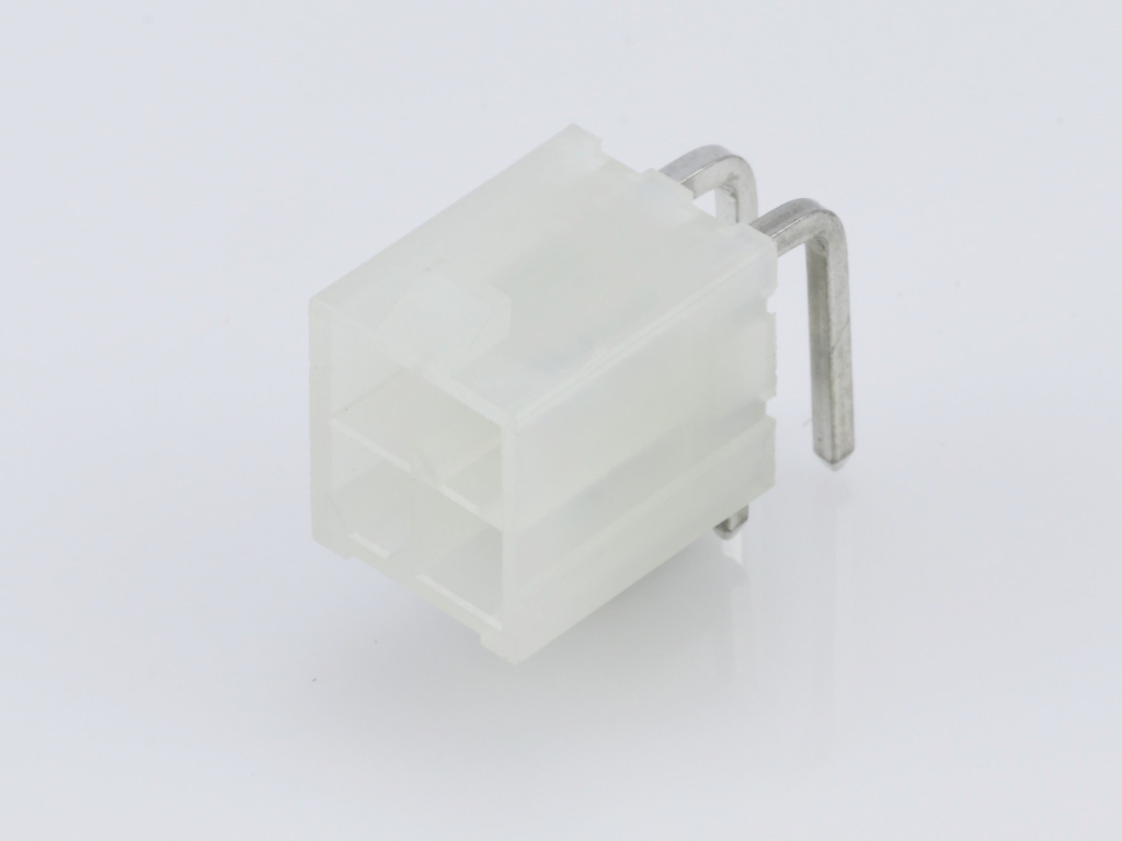 4.20mm Pitch Mini-Fit Header, Dual Row, Right-Angle, 4 Circuits, PA Polyamide (Nylon) 6/6 94V-2, White