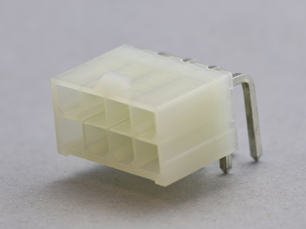 4.20mm Pitch Mini-Fit Header, Dual Row, Right-Angle, 8 Circuits, PA Polyamide (Nylon) 6/6 94V-2, White