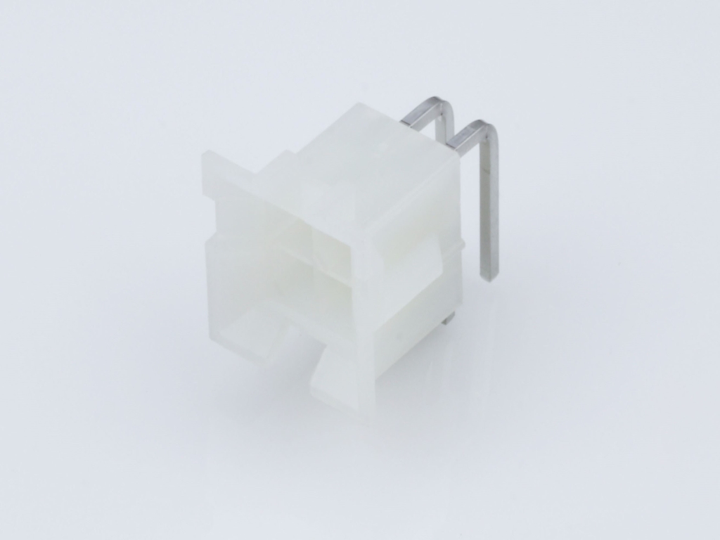 Mini-Fit BMI Header, Dual Row, Right-Angle, with Snap-in Plastic Peg PCB Lock, 4 Circuits, PA Polyamide Nylon 6/6, UL 94V-2, with Tin (Sn) Plating