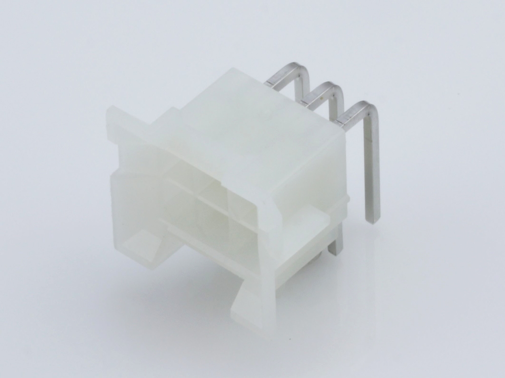 Mini-Fit BMI Header, Dual Row, Right-Angle, with Snap-in Plastic Peg PCB Lock, 6 Circuits, PA Polyamide Nylon 6/6, UL 94V-2, with Tin (Sn) Plating