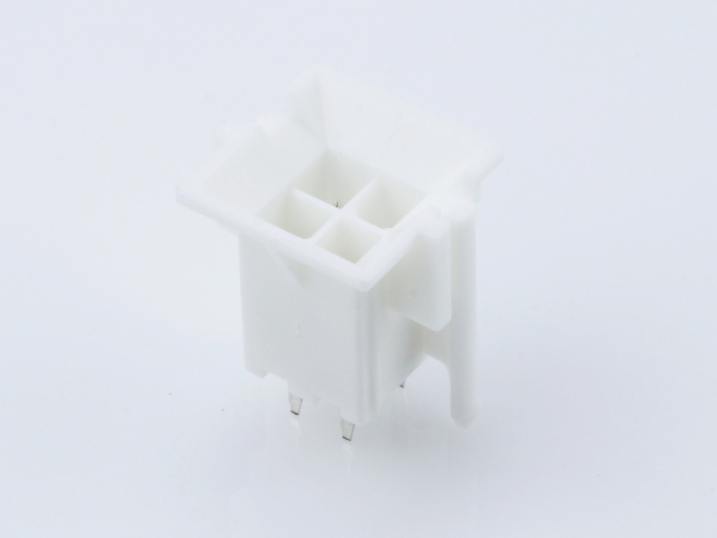Mini-Fit BMI Header, 4.20mm Pitch, Dual Row, Vertical, with Snap-in Plastic Peg PCB Lock, 4 Circuits, Nylon 6/6 UL 94V-0, Tin (Sn) Plating, without Drain Holes