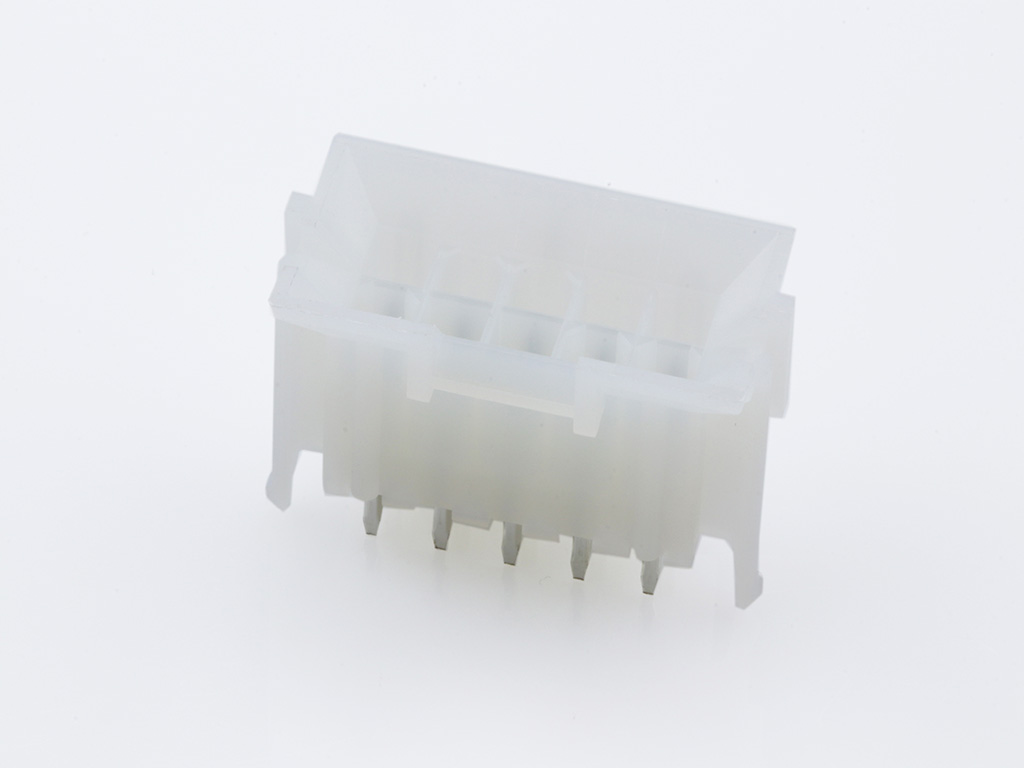 Mini-Fit BMI Header, 4.20mm Pitch, Dual Row, Vertical, with Snap-in Plastic Peg PCB Lock, 10 Circuits, Nylon 6/6 UL 94V-2, Tin (Sn) Plating, without Drain Holes