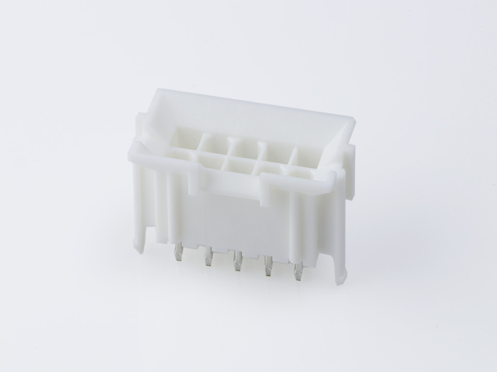Mini-Fit BMI Header, 4.20mm Pitch, Dual Row, Vertical, with Snap-in Plastic Peg PCB Lock, 10 Circuits, Nylon 6/6 UL 94V-0, Tin (Sn) Plating, without Drain Holes