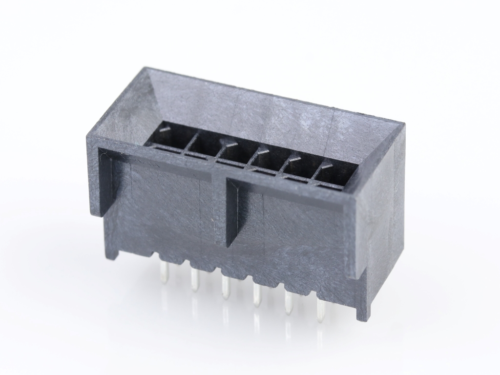 Micro-Fit BMI Header, Surface Mount Compatible, Dual Row, Vertical, with PCB Polarizing Peg, 12 Circuits, 0.38µm Gold (Au) Plating, Straight Tails