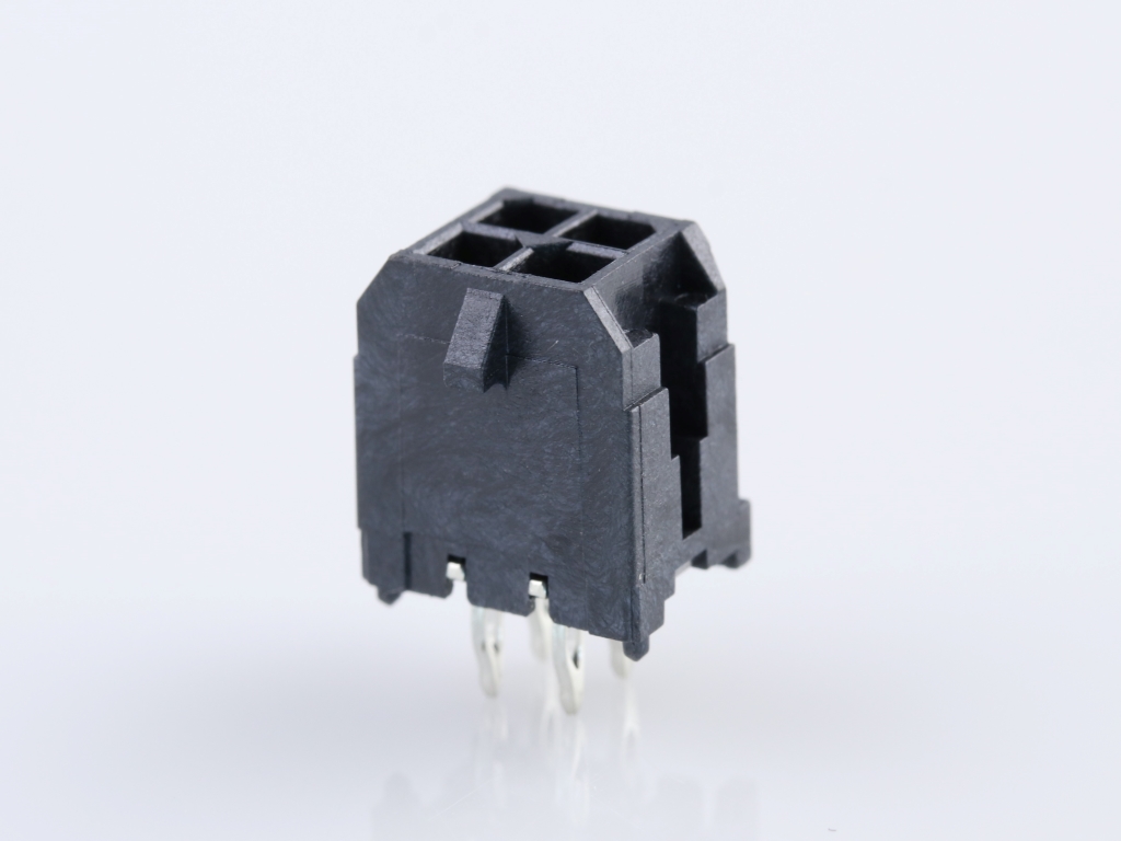 Micro-Fit CPI Header, Compliant Pin Interface, Dual Row, Vertical, 4 Circuits, Tin (Sn) Plating, Glow-Wire Capable