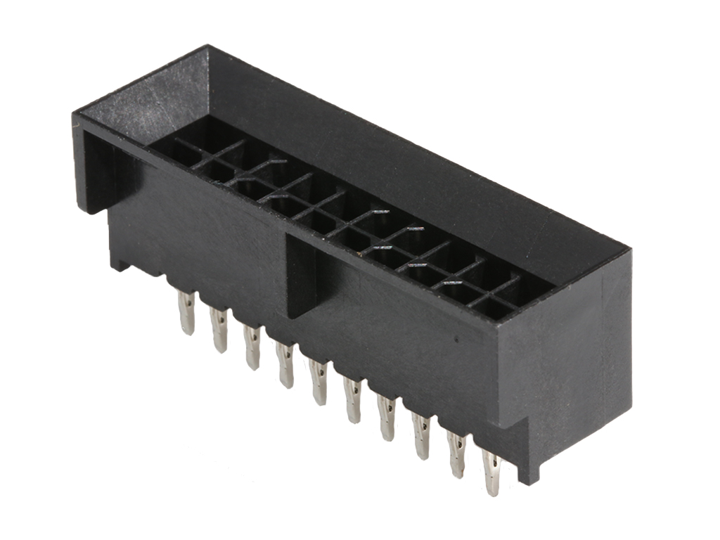 Micro-Fit BMI CPI Compliant Pin Header, Blind Mate Interface, Dual Row, Vertical, 20 Circuits, PA Polyamide Nylon 4/6, UL 94V-0, 0.76µm Gold (Au) Selective Contact Plating, Tin (Sn) Tail Plating