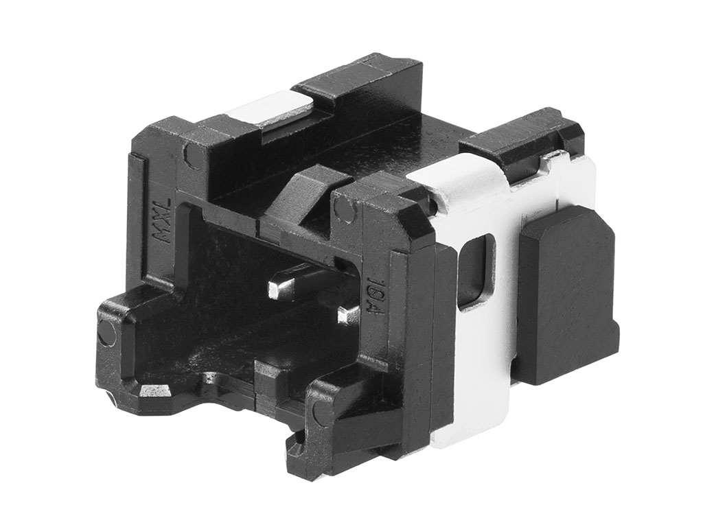 2.00mm Pitch, Micro-Lock Plus PCB Header, Single Row, Right-Angle, Surface Mount, Matte Tin Plating, Positive Lock, 2 Circuits, Low-Halogen, Black