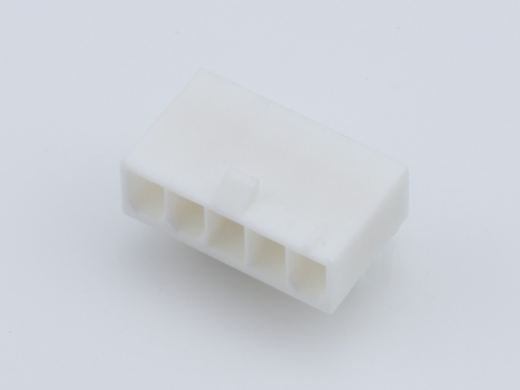 Mini-Fit Jr. Header, Single Row, Right-Angle, with Snap-in Plastic Peg PCB Lock, 5 Circuits, PA Polyamide Nylon 6/6, 94V-0, Gold (Au) Plating