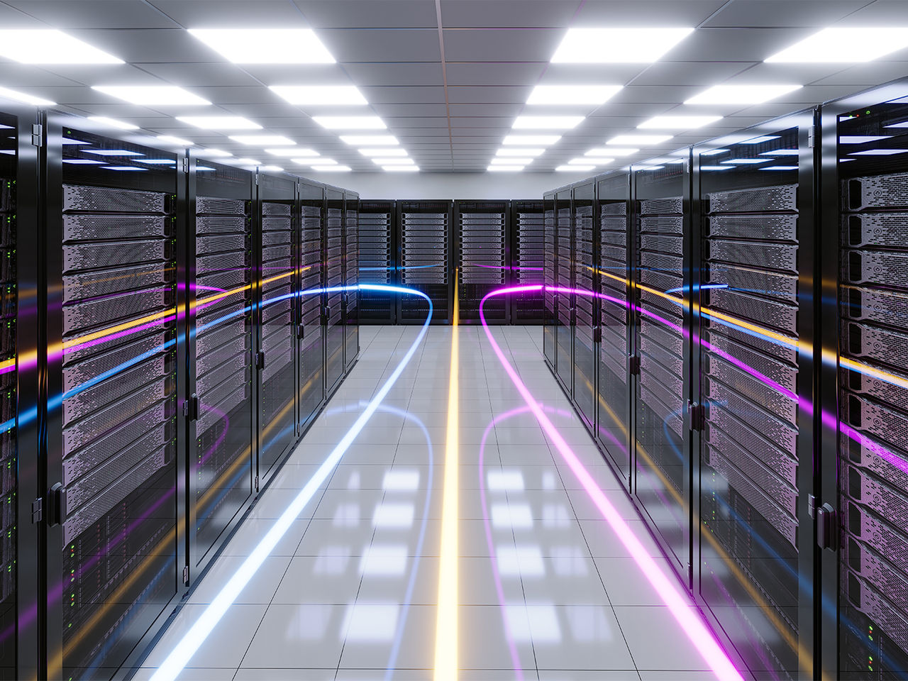 最新のデータセンター内のサーバーラックを接続するデータセンター接続ソリューション。