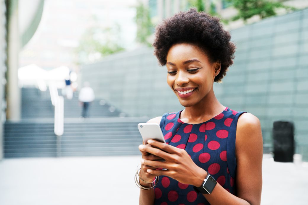 Woman checking her phone.