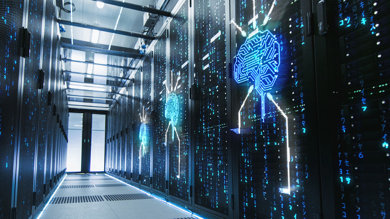 Data center powers AI technology. 