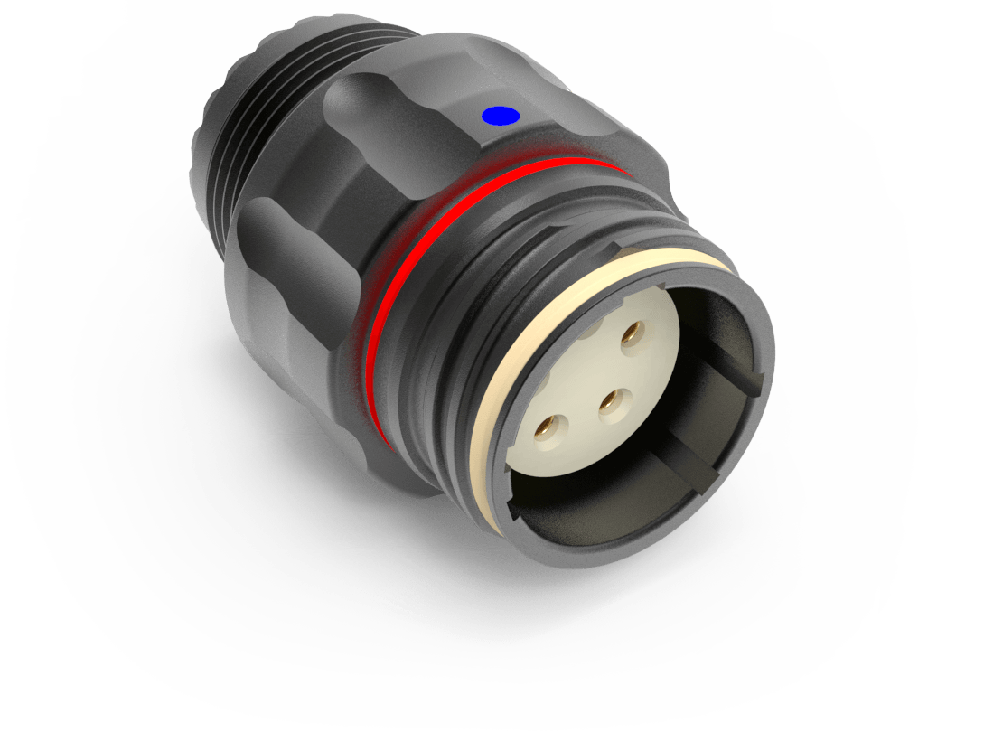 AirBorn TriMate circular receptacle with rear accessory thread.