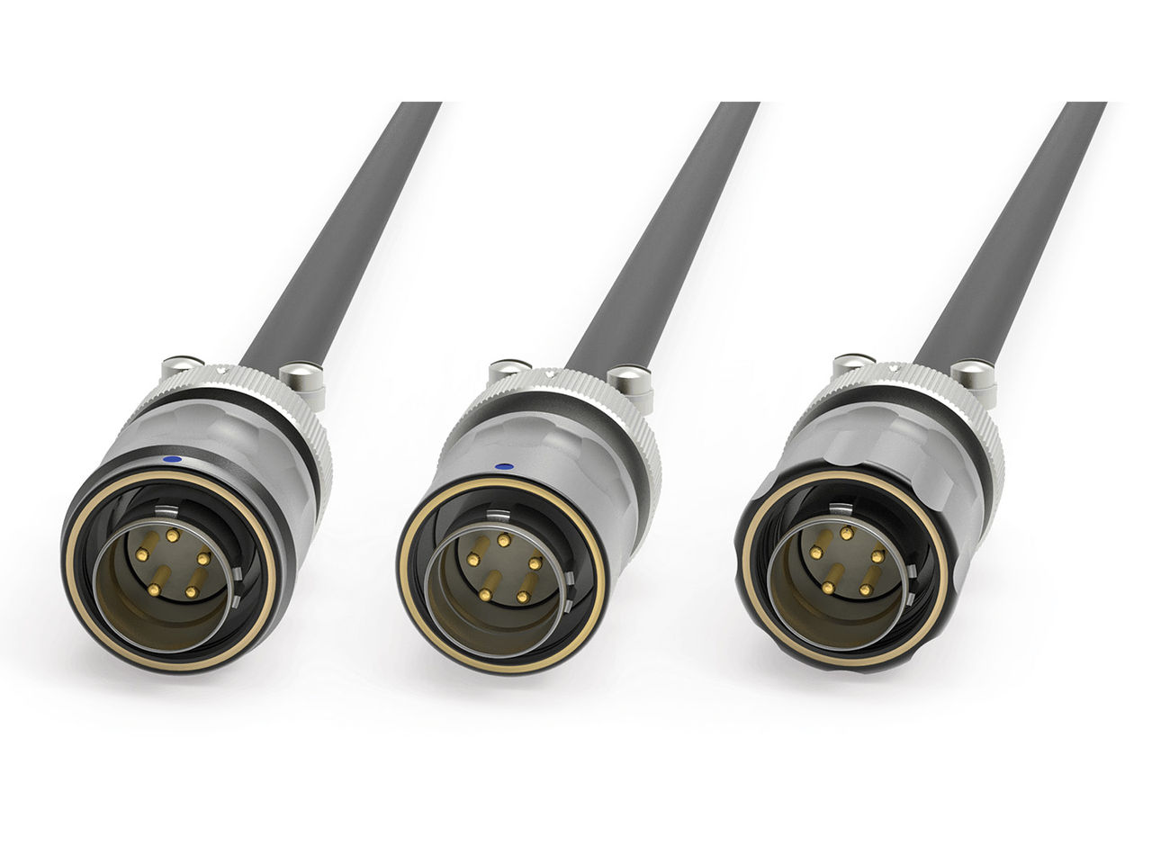 AirBorn TriMate circular connector clamp plugs. 