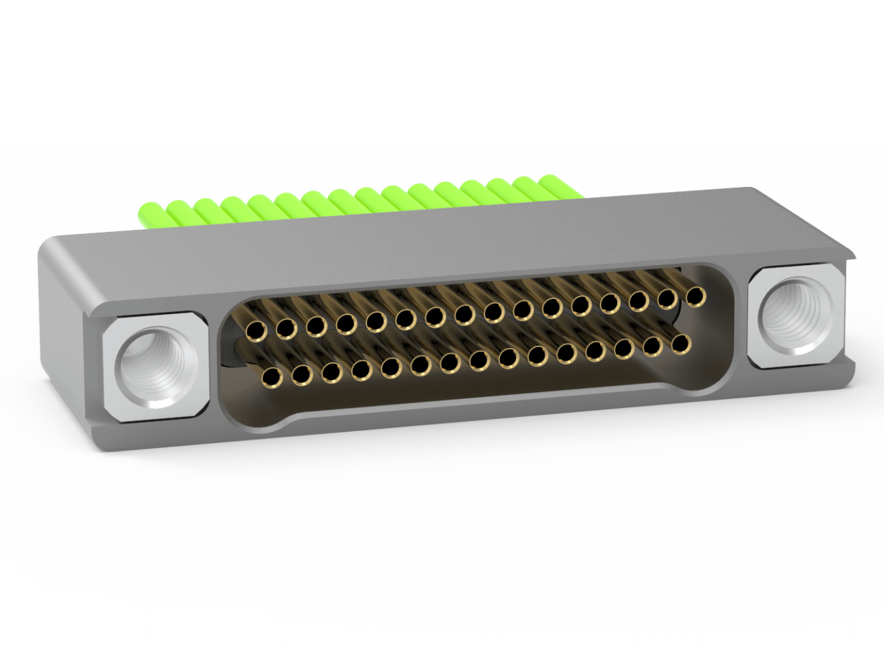AirBorn N Series Nano-D cable mount receptacle with dual rows.