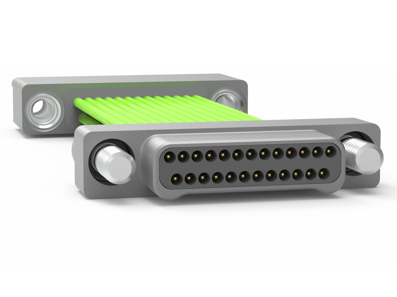 AirBorn N Series Nano-D plug-to-plug jumper cable with dual rows and electroless nickel-plated aluminum.