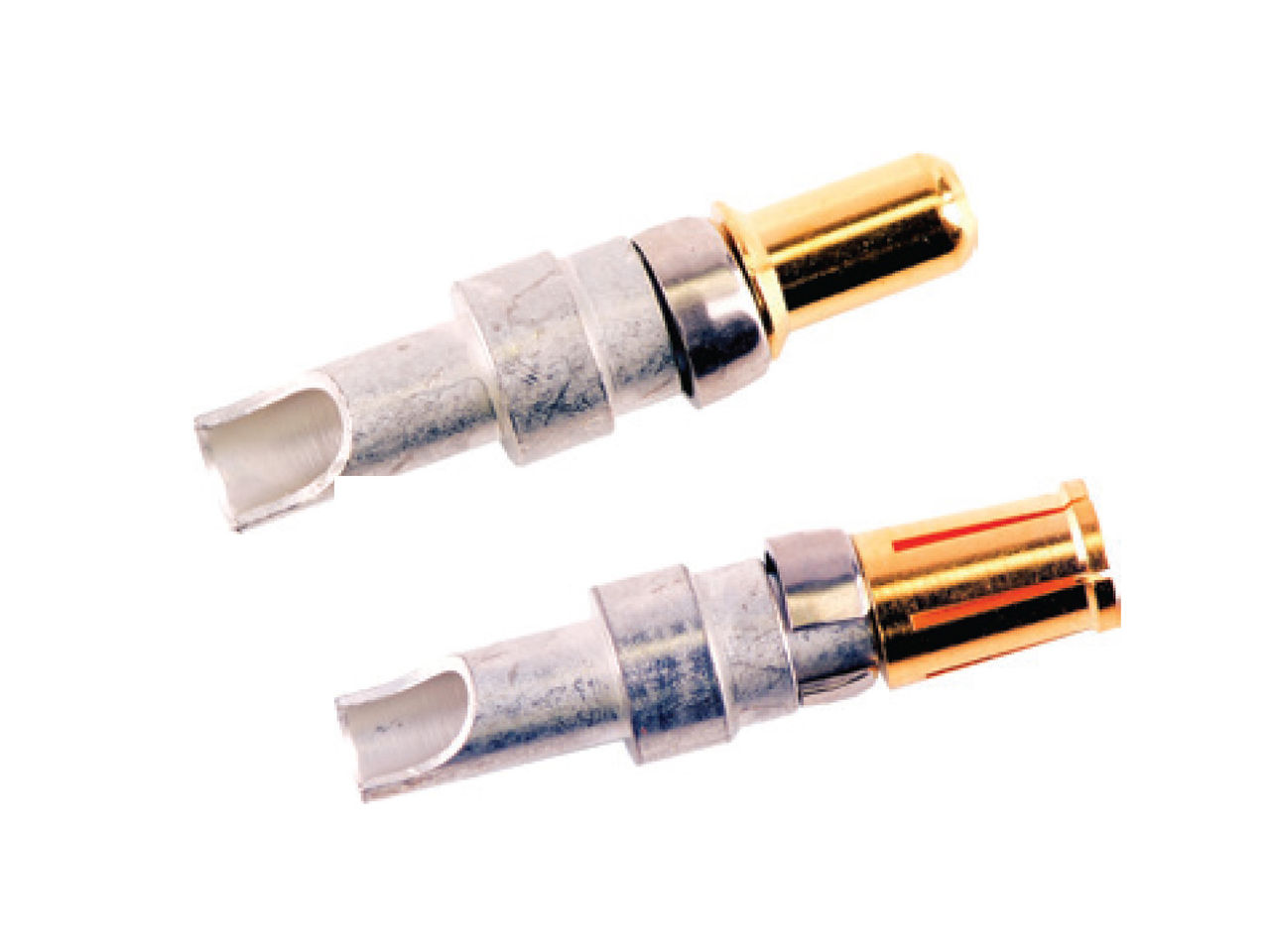 Molex high-power D-Sub connector contacts.