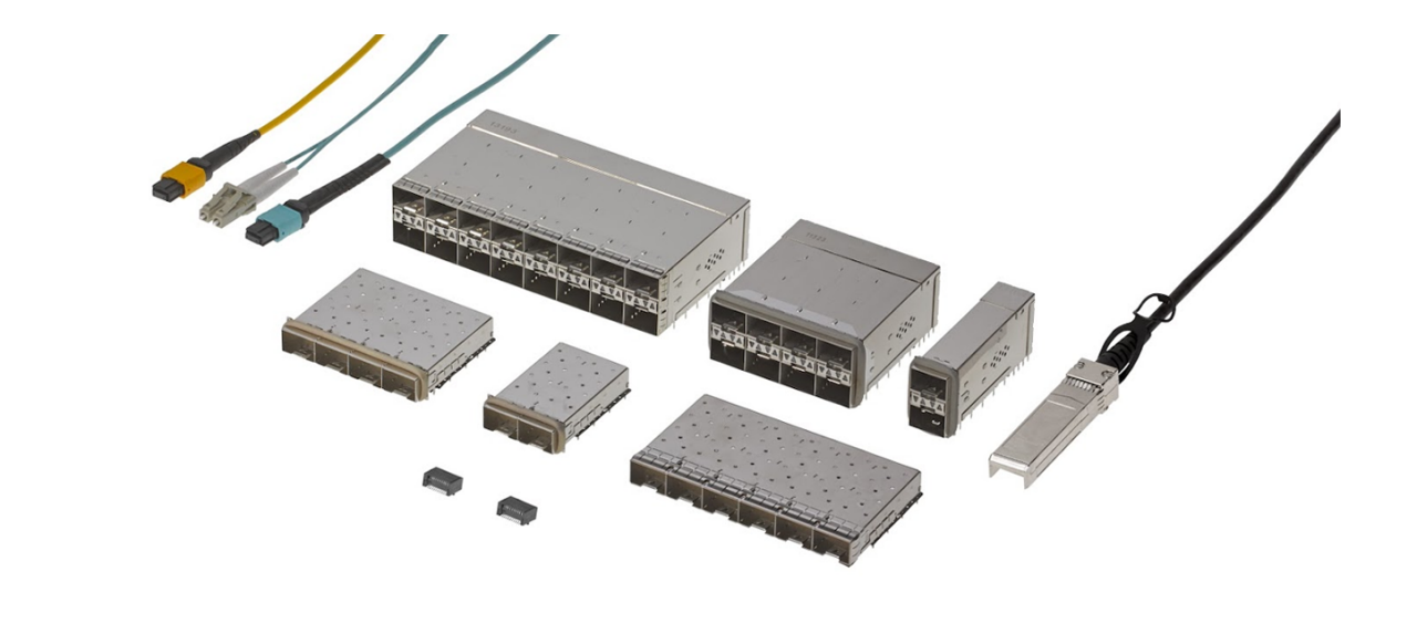 SFP and SFP+ connectors, cages and cable assemblies.  