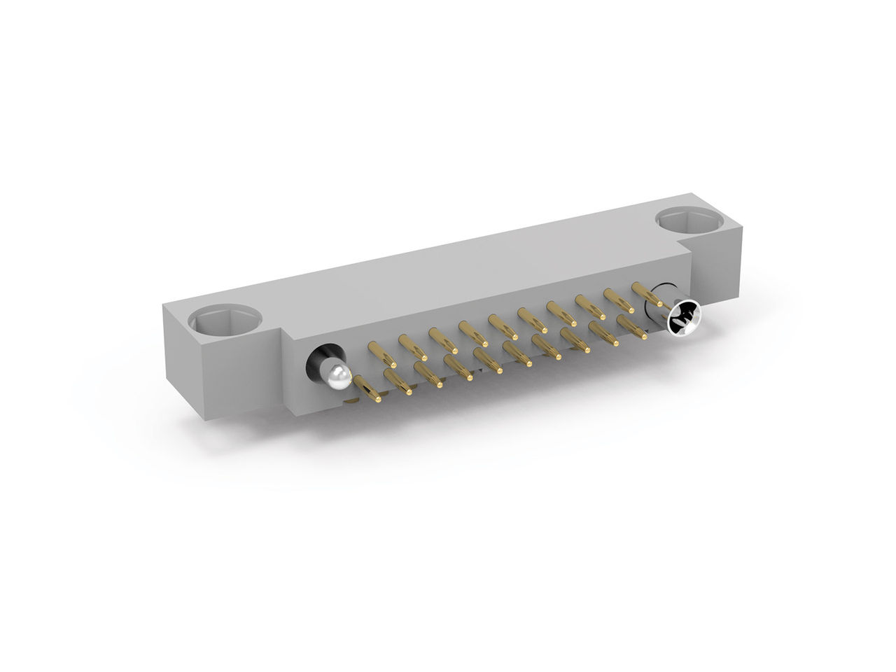 Grey AirBorn W Series rectangular connector with gold pins.
