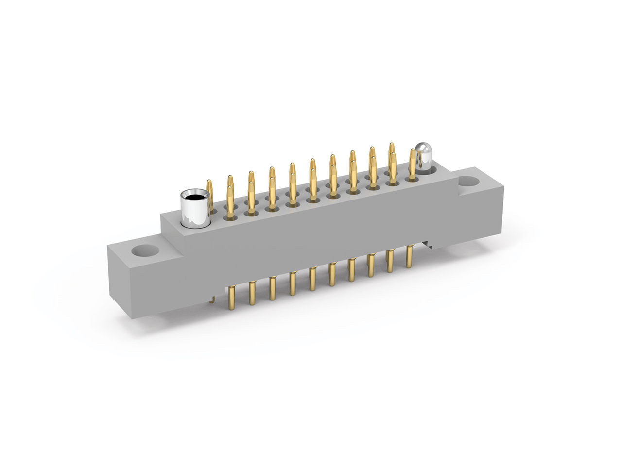 Grey AirBorn W Series rectangular connector with gold pins.