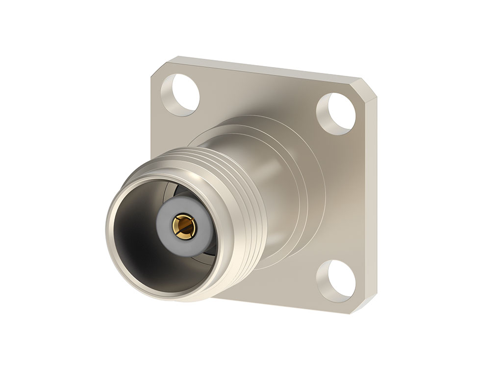TNC (threaded Neill-Concelman) 11 GHz flange-mount connector. 