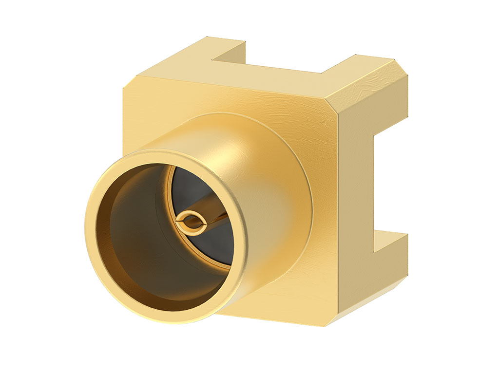 MCX (micro-coaxial) 6 GHz surface-mount connector. 