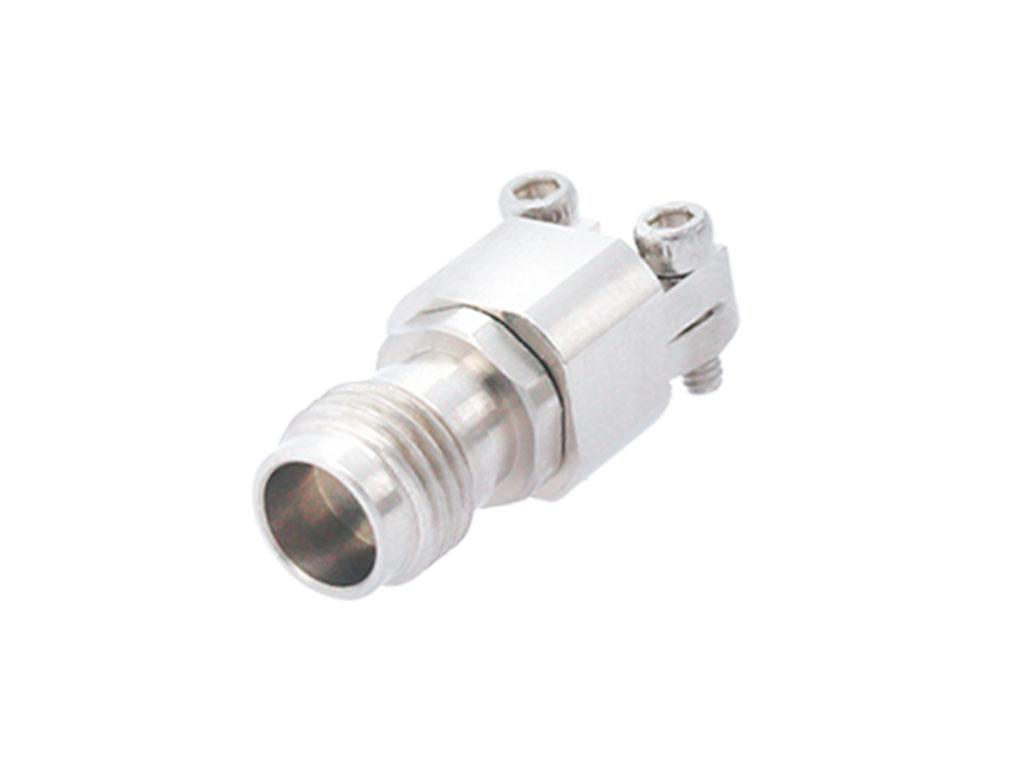 Precision solderless end-launch 67 GHz 1.85mm jack. 