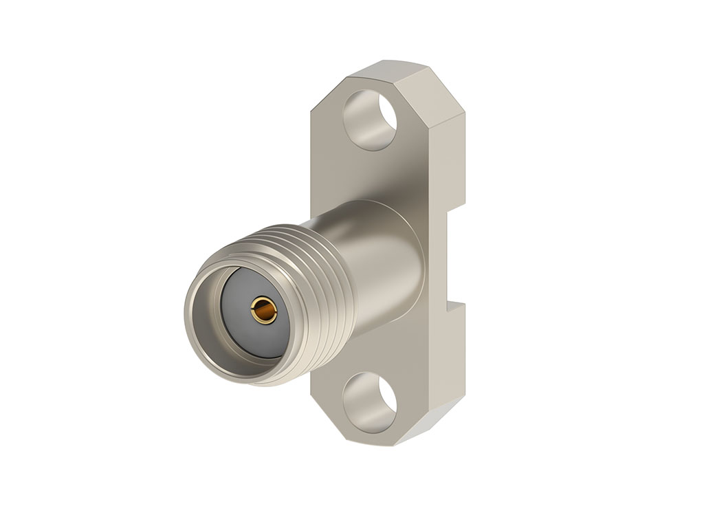 Precision solderless SMA flange-mount jack. 