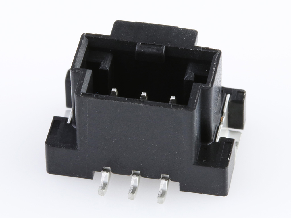 DuraClik wire-to-board black single-row vertical header with three circuits. 