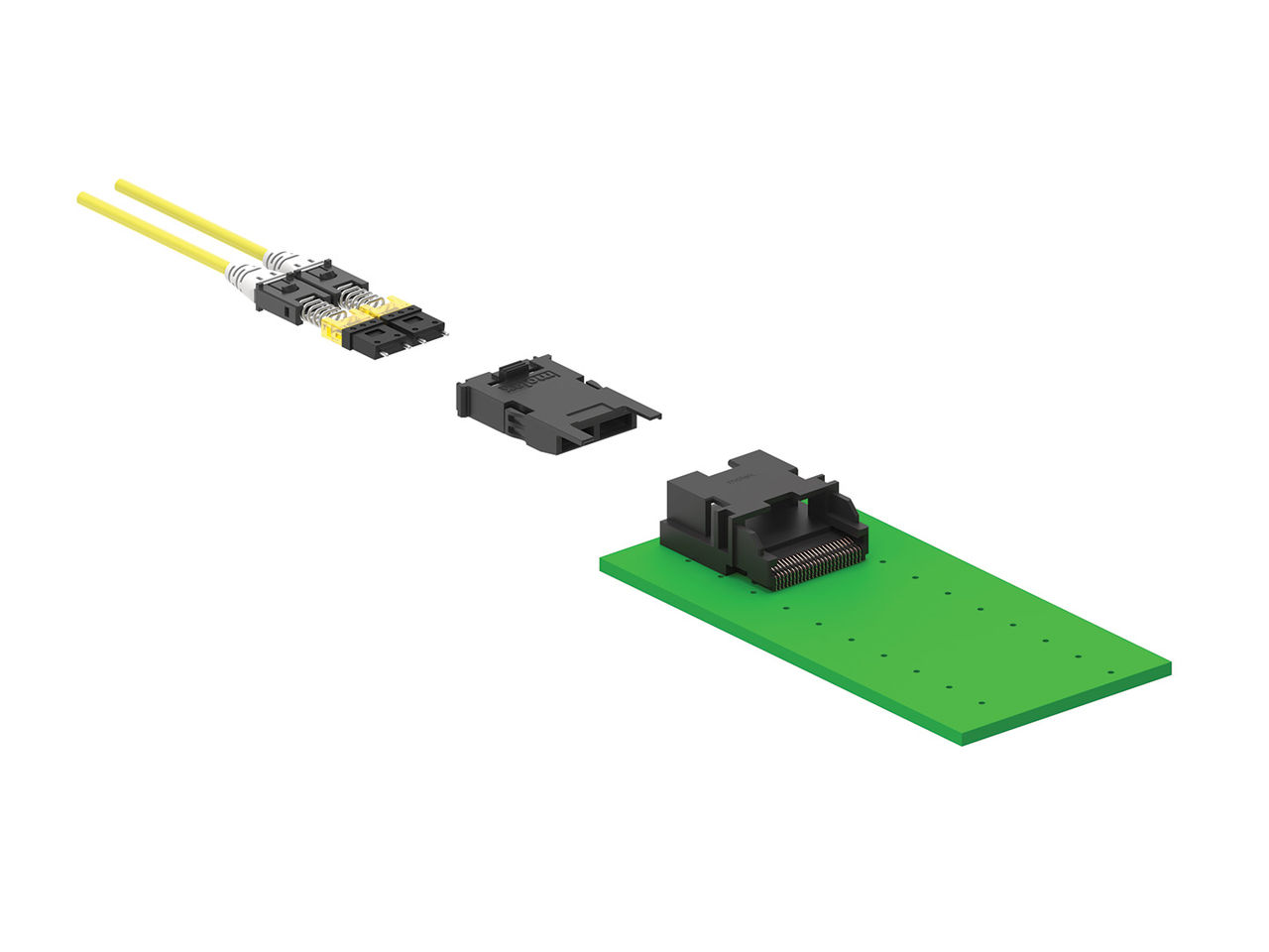 Molex ELSFP module, exploded view without the dustcap. 