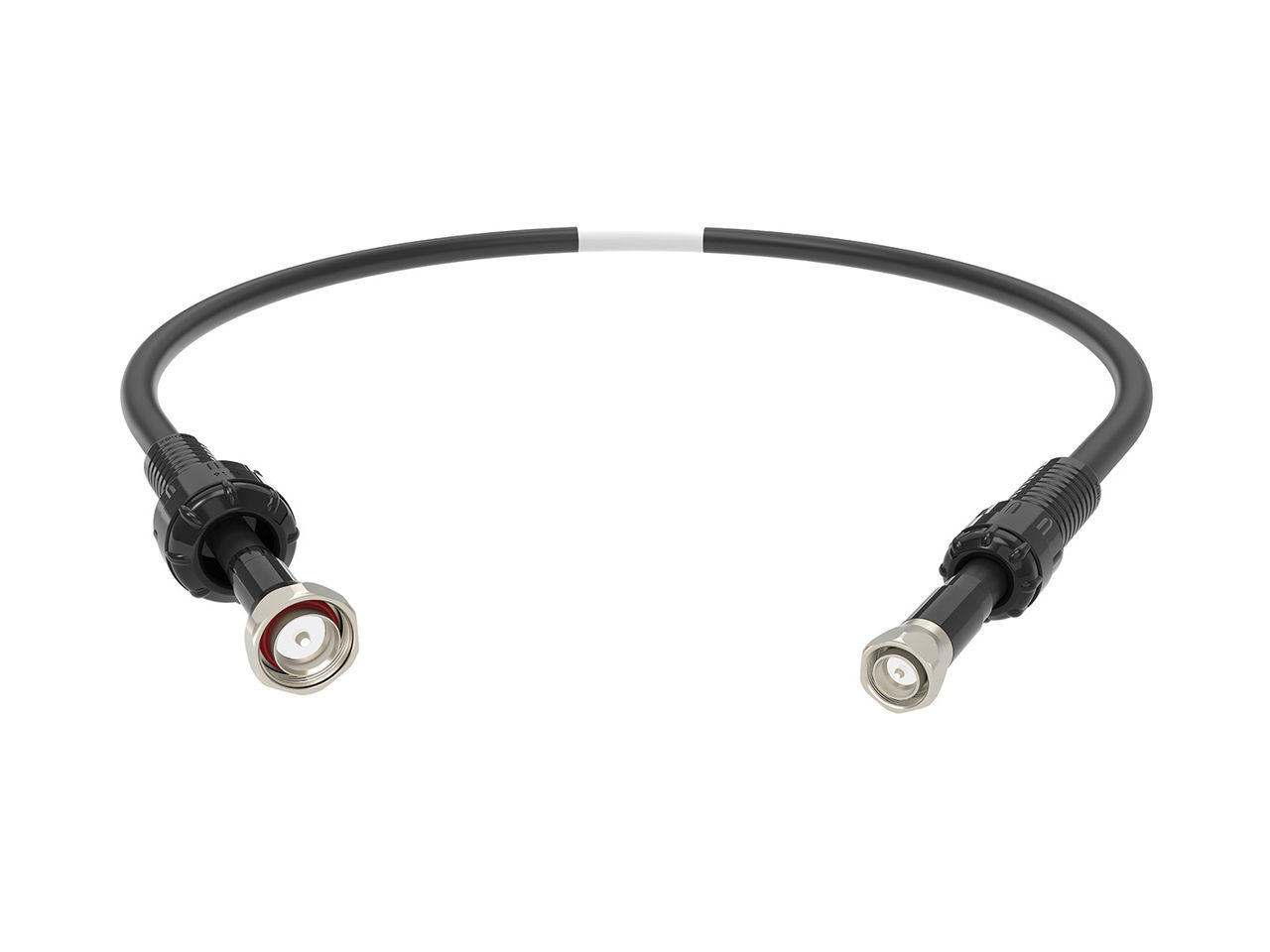 1/2-inch flexible corrugated Molex RF jumper cable with 4.3-10 to DIN 7/16 interfaces.