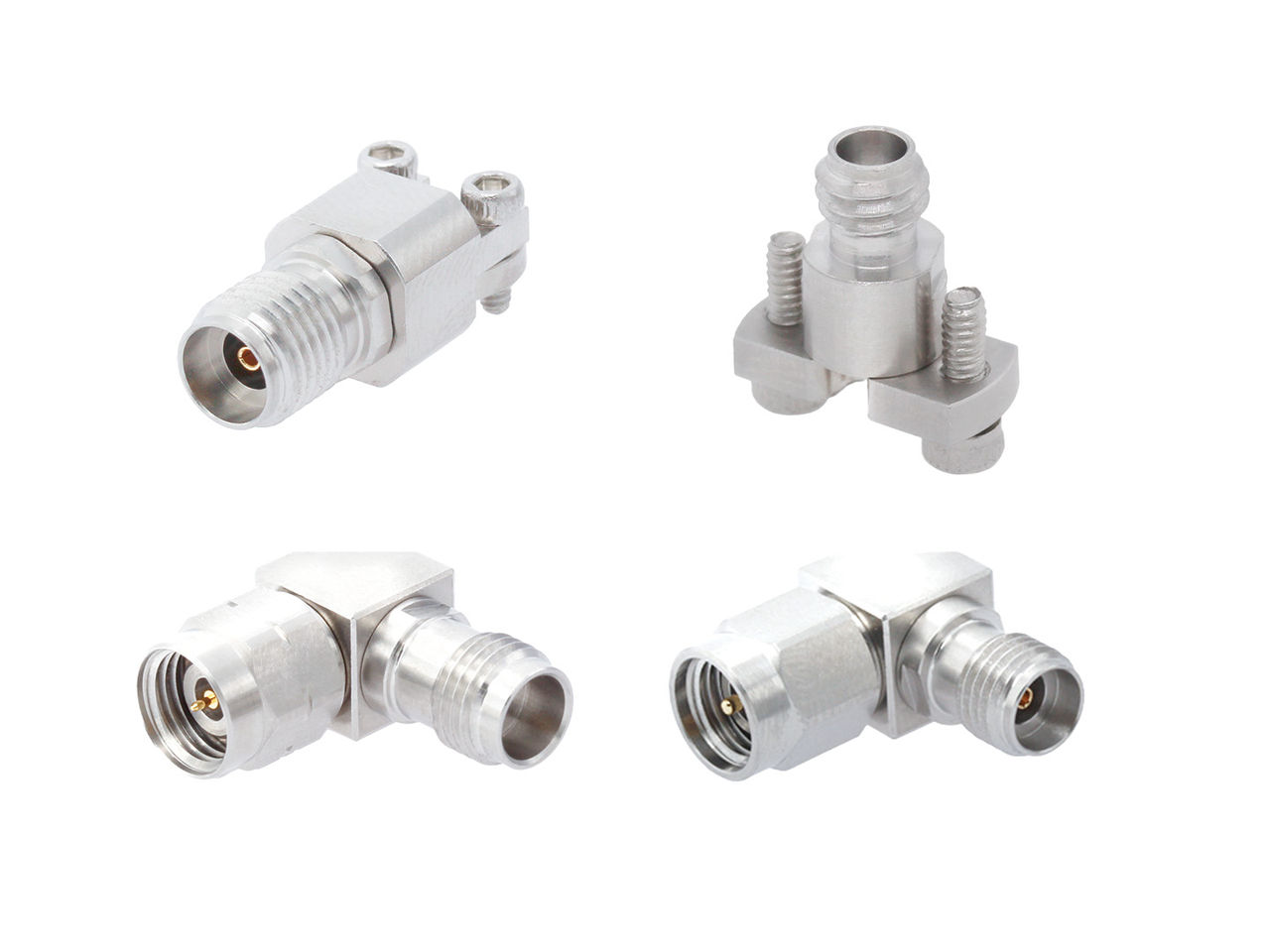 A collection of Molex high-frequency RF precision connectors and adapters.