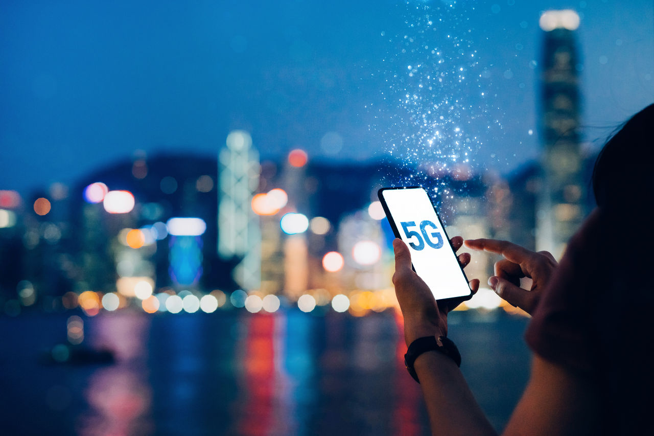 A handheld 5G network device.
