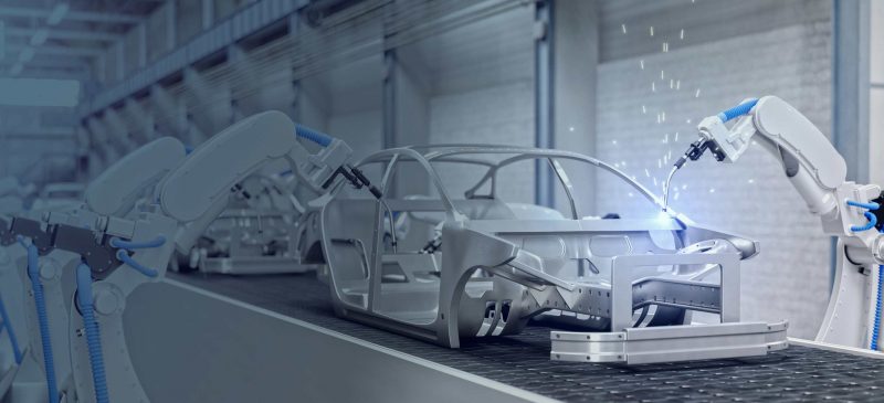 An Industry 4.0 connected robotic automotive manufacturing plant.