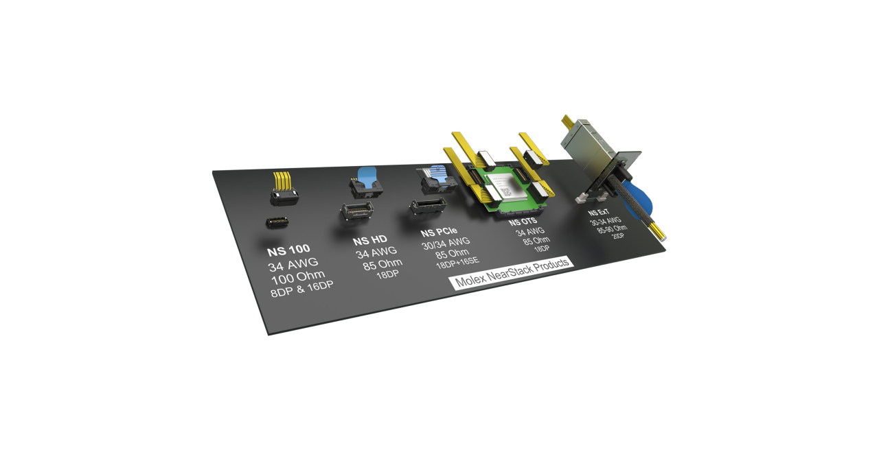 Molex NearStack高速内部I/Oコネクターシステム。