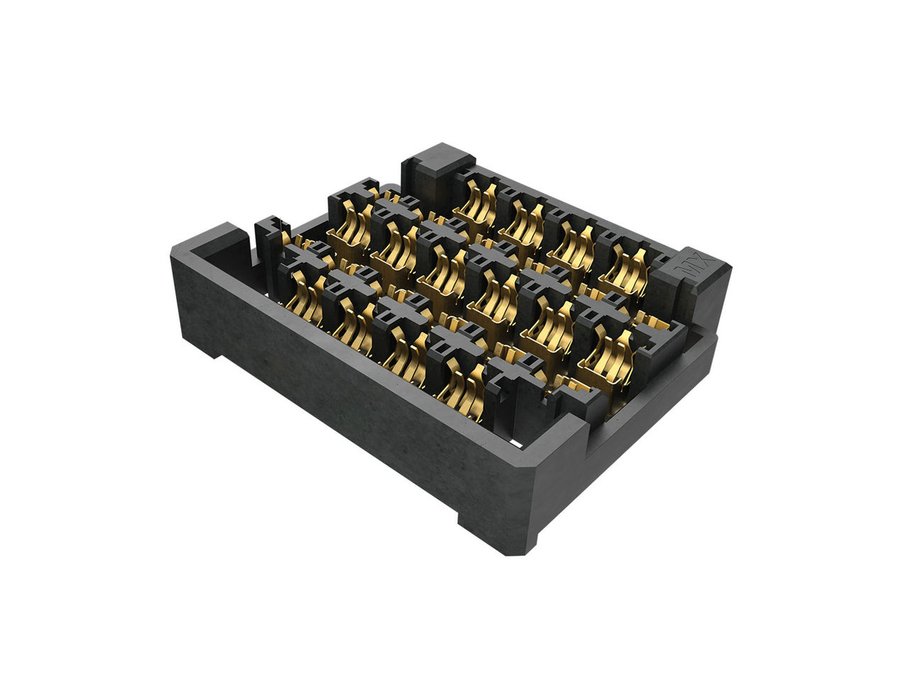 Molex Gemini Mezz Connector with 24 shielded differential pairs.