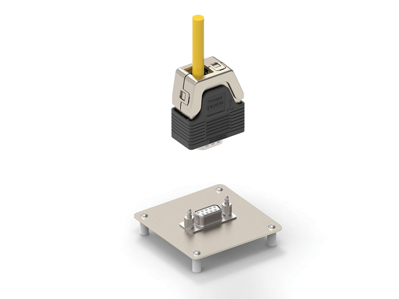 Molex EasyLock D-sub connector backshell and latch screws.