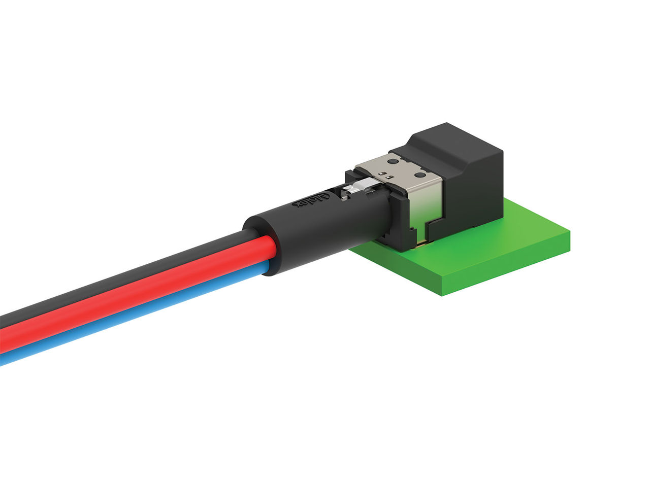 嵌合されたMolex MiniMixハイブリッドコネクターとケーブルアセンブリー。