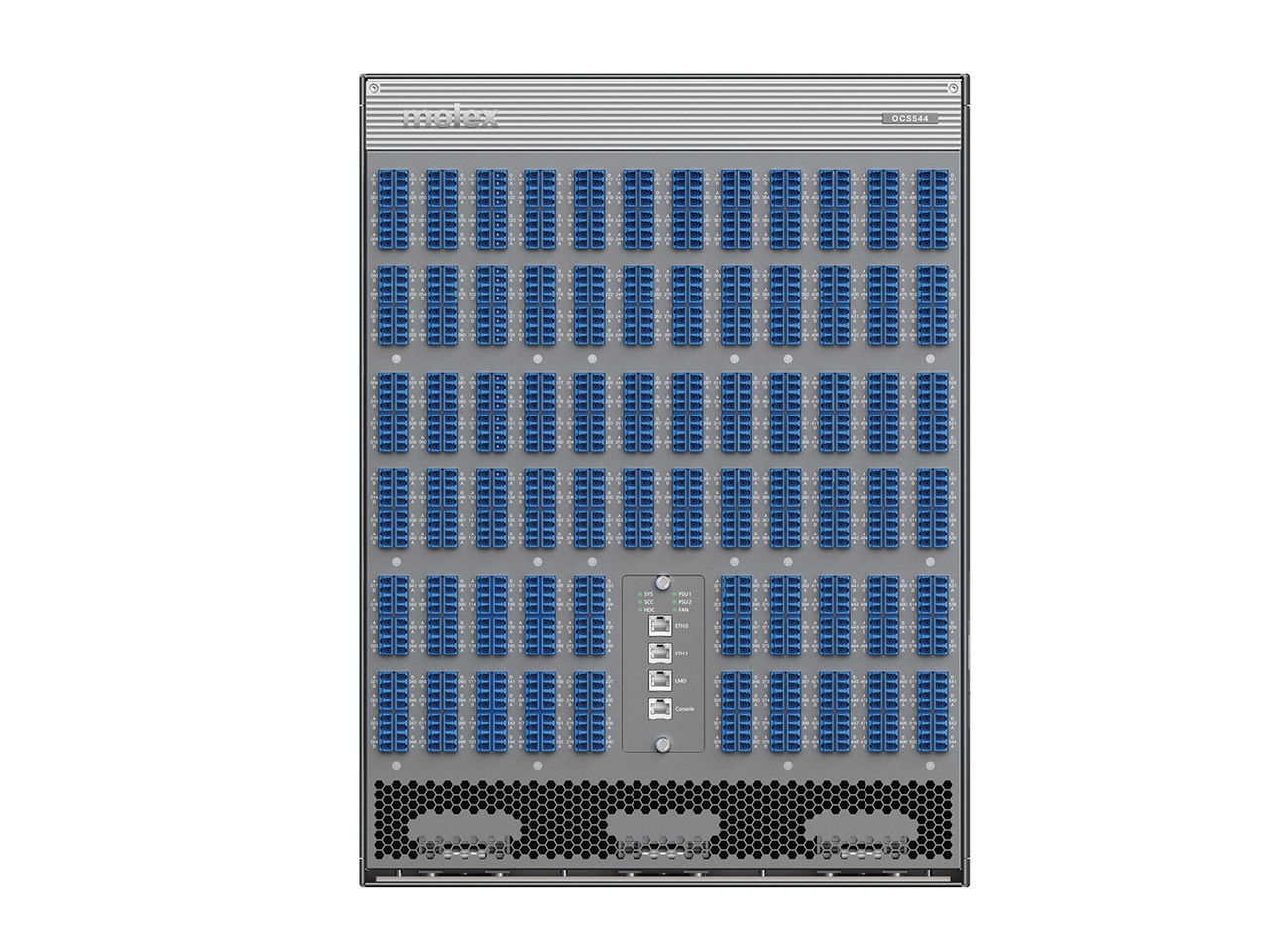 High-radix optical circuit switch supporting up to 544 x 544 ports.