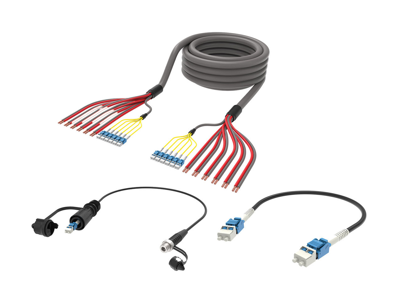 ハイブリッドトランクケーブルとFTTA（Fiber-to-the-Antenna）用ジャンパーケーブル。