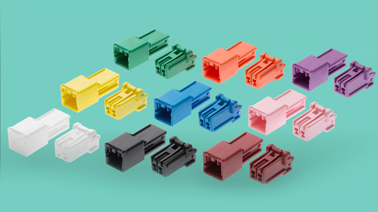 完全なキーイングと色分けによるペアリングを実装したMolex CP電線対電線用コネクター。
