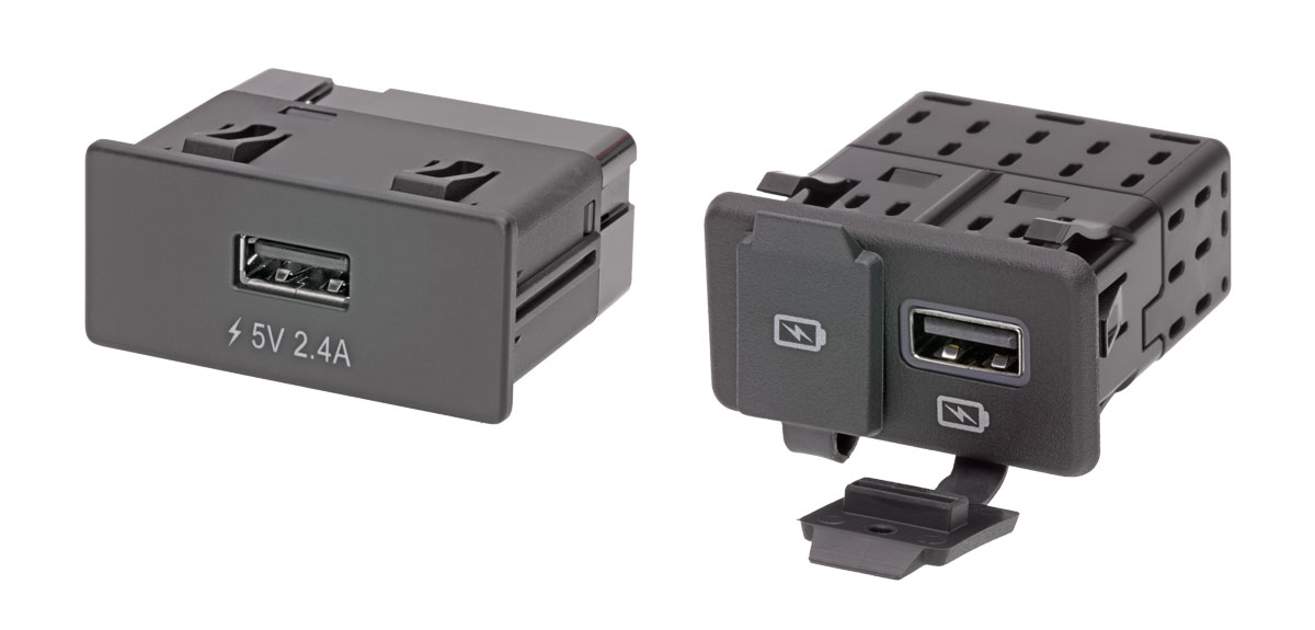 用于设备充电的车载 USB 集线器。