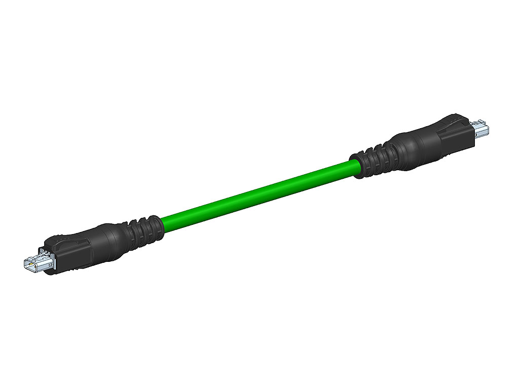 Molex T1 工业单对以太网 (SPE) 插头电缆组件。
