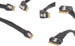 直角和垂直方向上的串行连接 SCSI (SAS) 连接器。