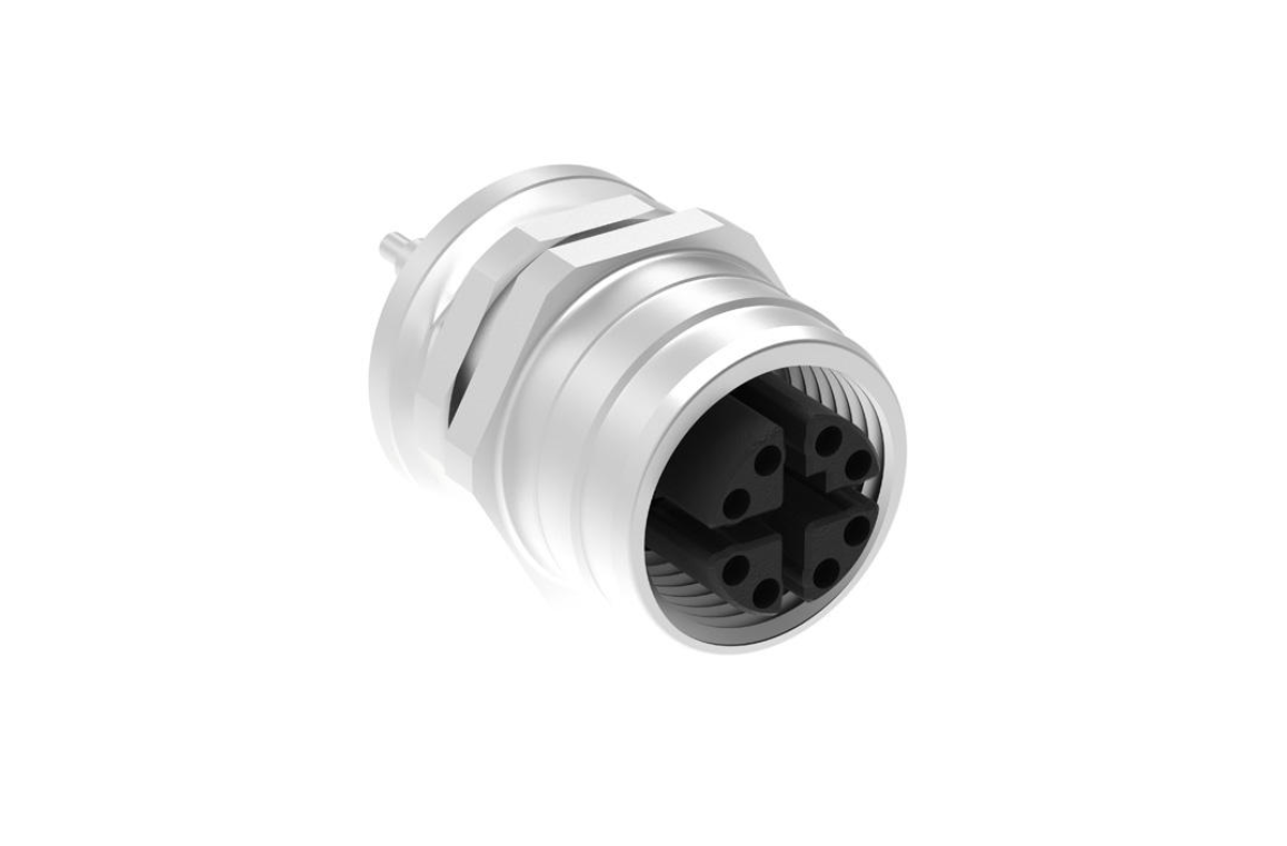 Molex Micro-Change M12 插孔式连接器，带螺丝保持力。